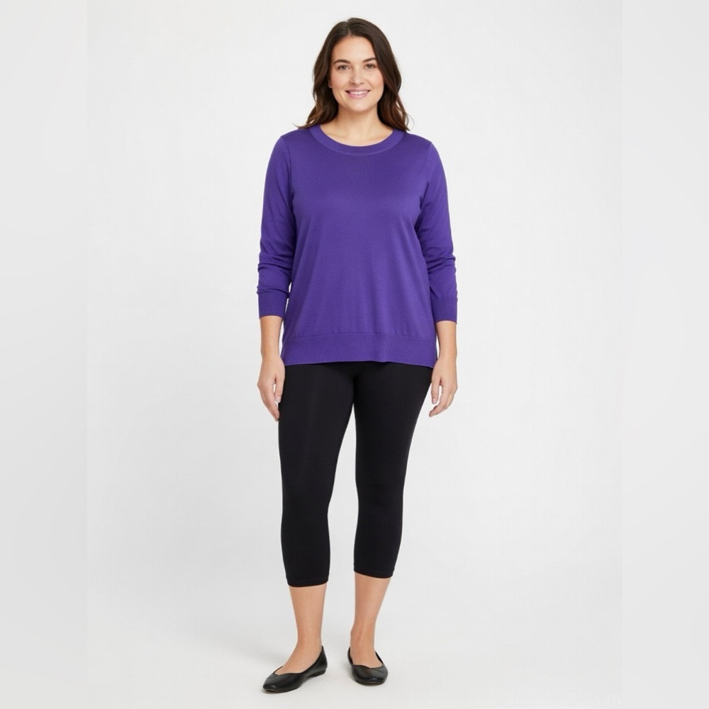 J.Crew 100% Merino Wool Purple Crewneck Sweater Top Size M